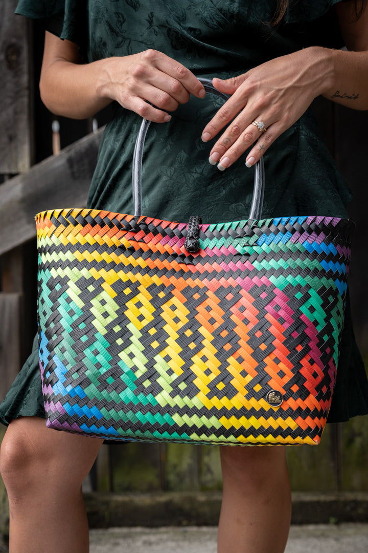 Multi & Black Rainbow Patterned Bag