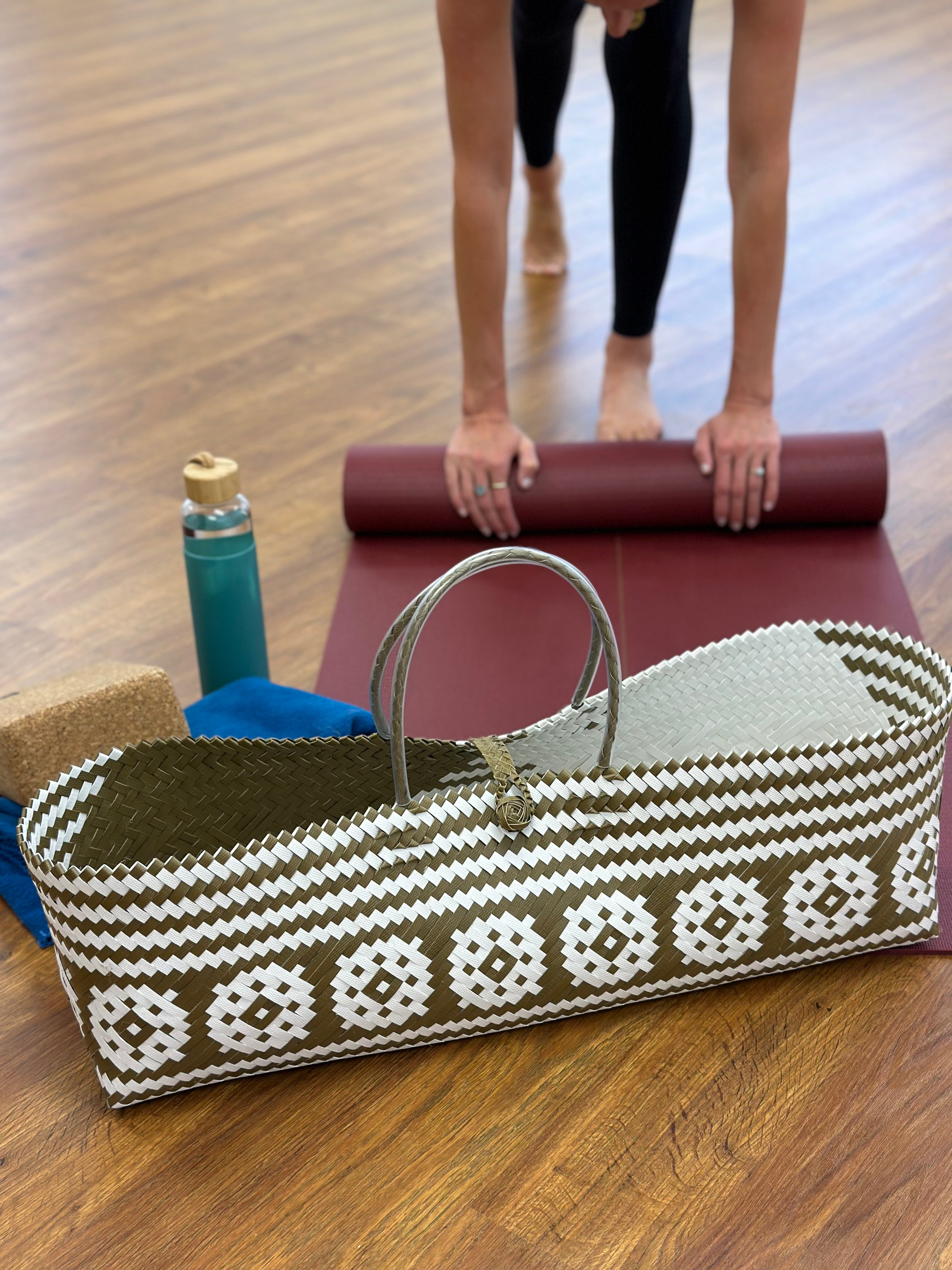 White and Olive Yoga bag