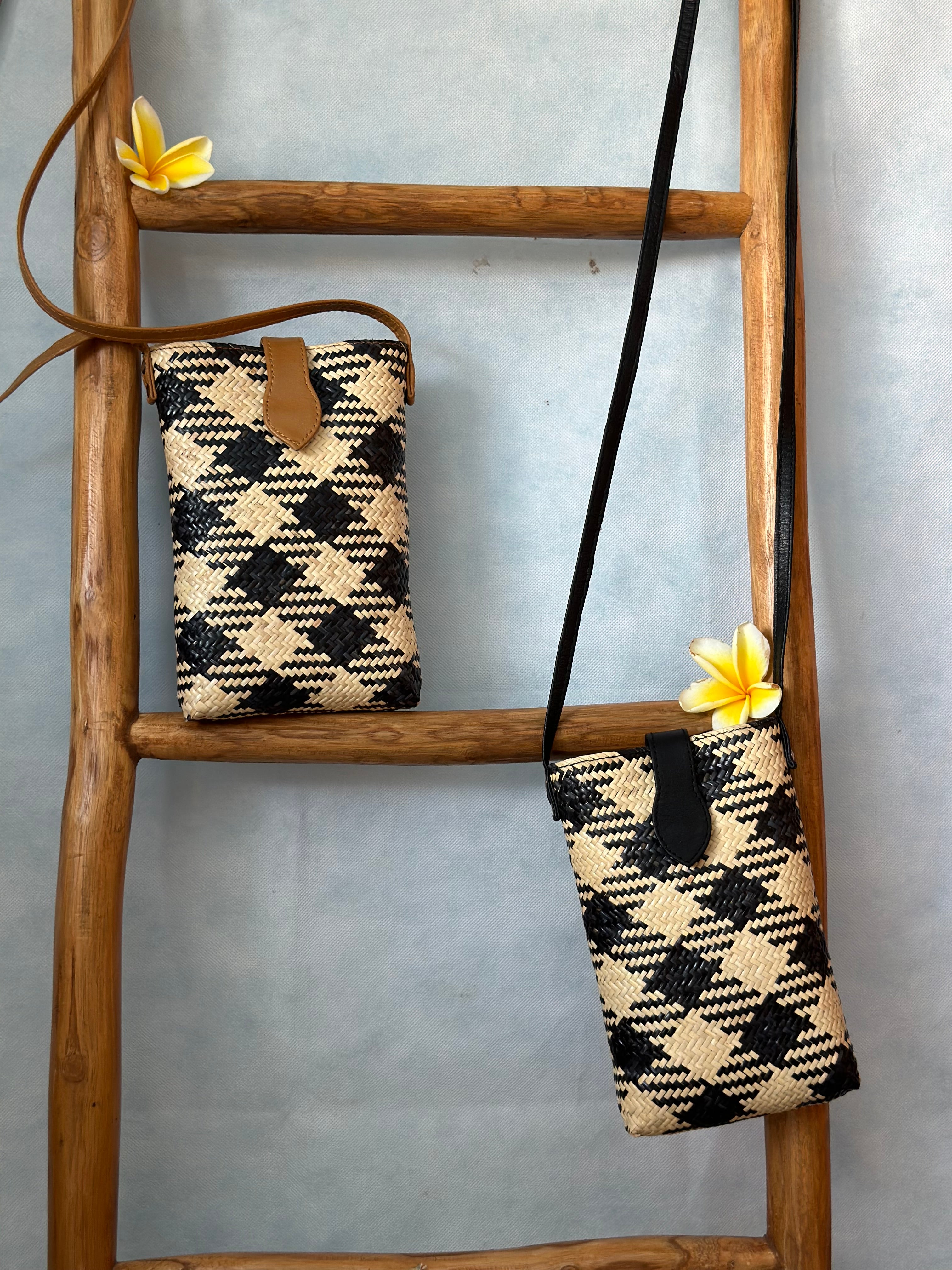 Rattan and Leather Crossbody