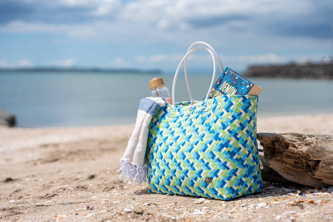 Pixel Blue Patterned Bag