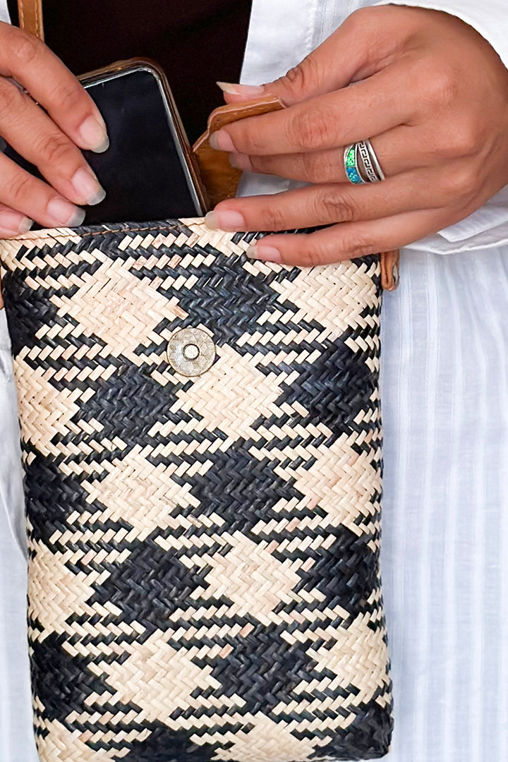 Rattan and Leather Crossbody