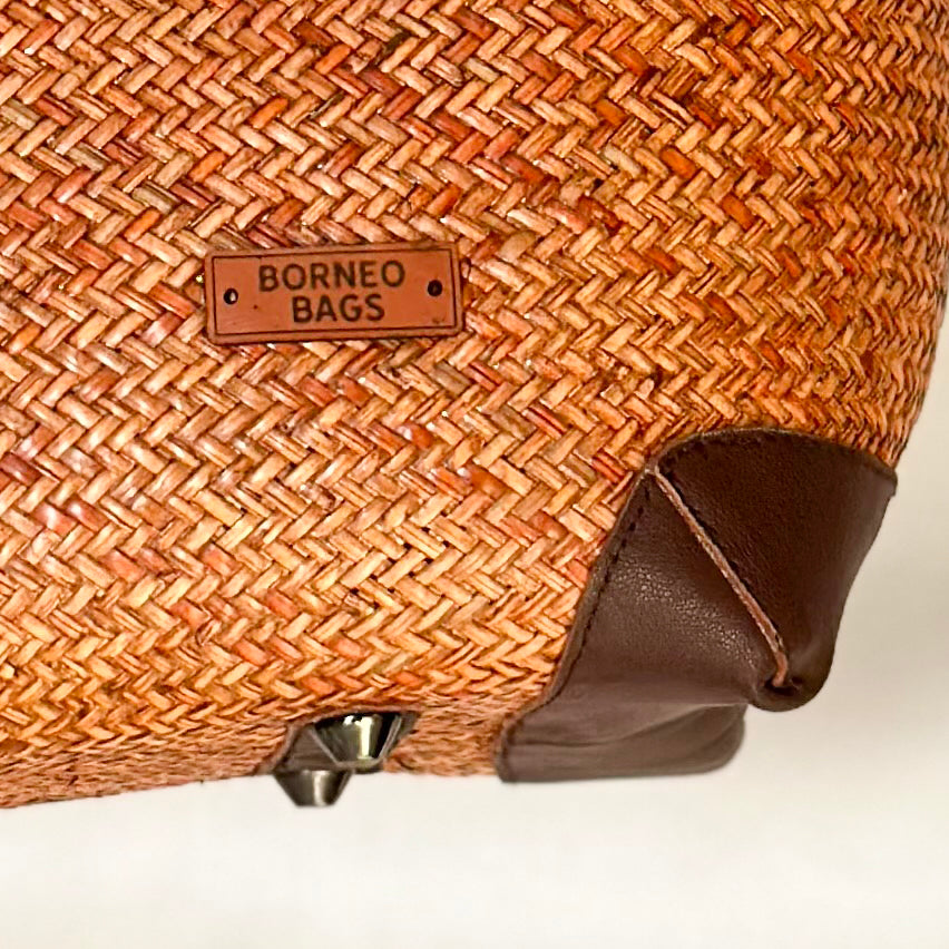 Rattan and Leather Tote
