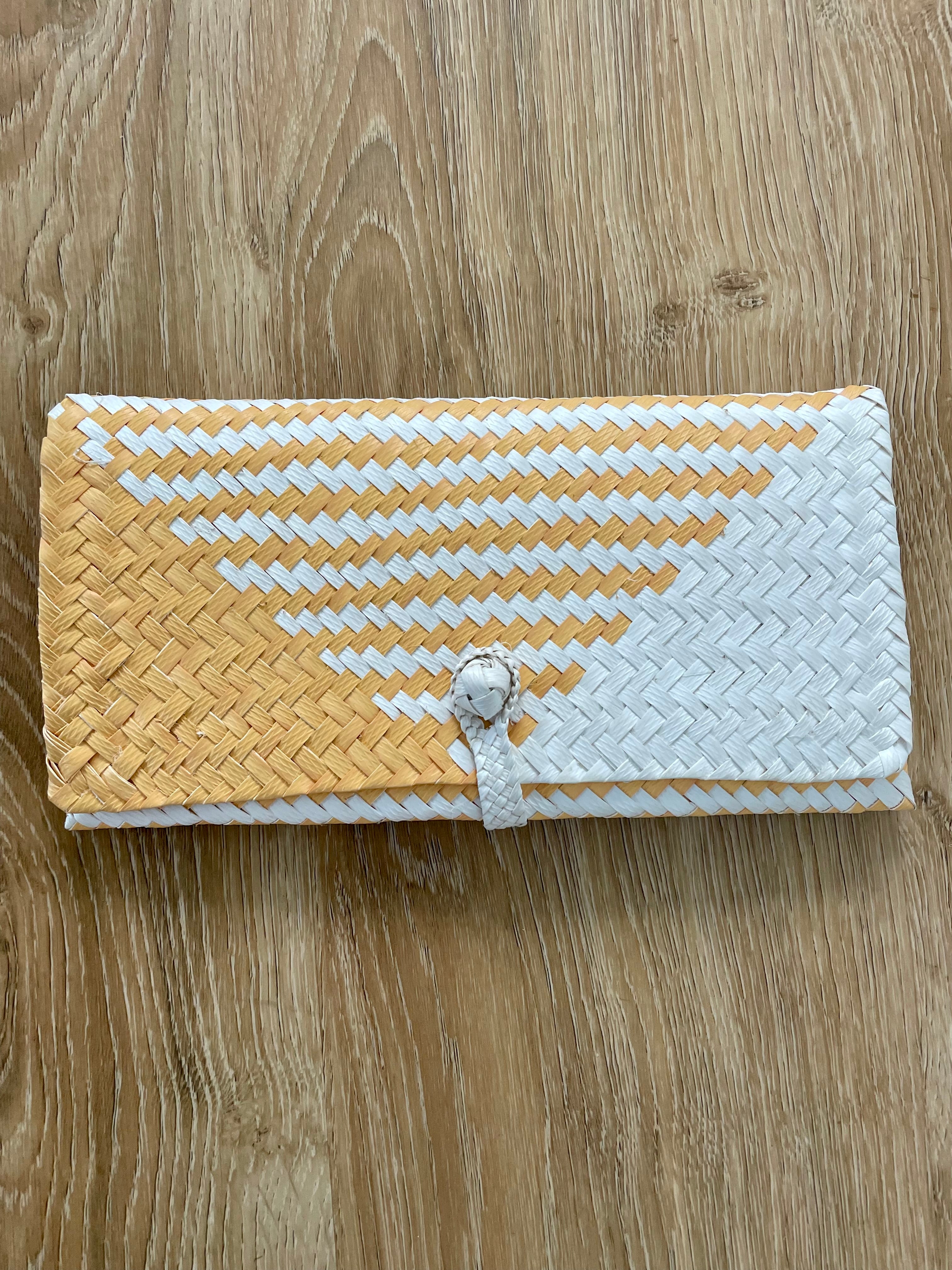 Buttermilk Yellow & White Patterned Clutch