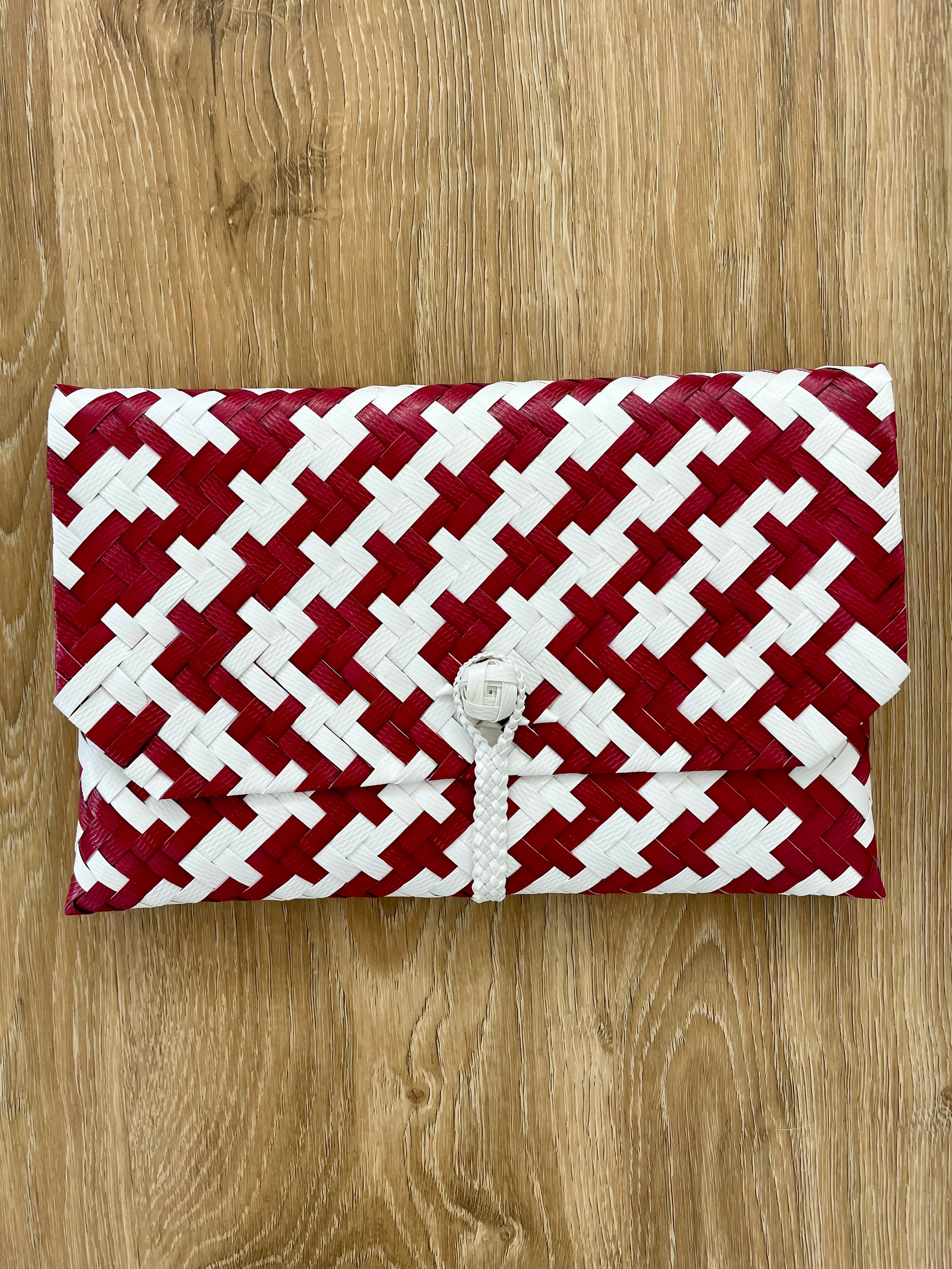 Rose Red & White Patterned Clutch